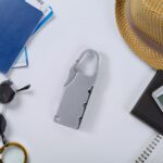 Silver Tone Motorcycle Bike Helmet Lock Portable 3 Digit Security Resettable Lock Anti-Theft Luggage Lock