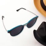 Sky Blue UV Protected Round Sunglasses, classic Sunglasses for Men & Women, Lightweight - Image 6