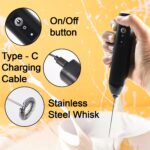 Small Electric Handheld Milk Frother with Stainless Steel Whisk (1 Pc) - Image 6