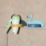 Hair Dryer Wall Mount Holder, Organiser Stand with Hooks for Bathroom Storage - Image 3
