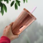 Studded Cup Tumbler Straw Lid - Plastic Double Walled Cold Cup for iced Coffee - Image 5