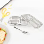 3 Compartment Transparent Stainless Steel Lunch Box for Kids - Image 3