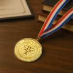 Gold Metal Medal with Tricolor Ribbon (1 Pc) - Image 6