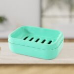 Premium Quality Rectangular Aqua Green Plastic Soap Case (1 Pc) - Image 6