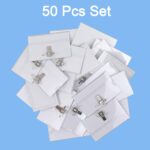 Plastic Transparent cardholders With Pin & Clip 90 mm x 60 mm (50 Pcs Set)