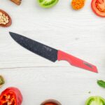Kitchen Knife Set with Marble-Coated Blades & Red Handles (6 Pc) - Image 7