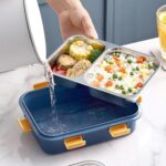 Stainless Steel Lunch Box 2 Section Lunch Box With Spoon - Image 3