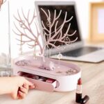 Plastic Jeweller Organizer Earring Holder and Necklace Rack With Drawer (1 Pc) - Image 4