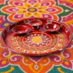 Hand-Painted Decorative Pooja Thali with Ganesha Motif and Diyas - Image 6