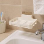 Self-Adhesive Wall Mount Plastic Soap Dish with Drain Slots - Image 6