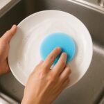 Sky Blue Silicone Dish Scrubber Sponge Mildew Free, Non Stick, Heat Resistant - Image 3
