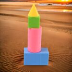 3D Shapes Multicoloured Pattern Building Blocks Toy Solid Figures (6 Pcs Set) - Image 4