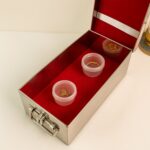 Premium Stainless Steel Velvet Lined Jewellery Storage Box with Lock and Red Interior - Image 7