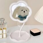 Flower-Shaped Makeup Mirror, Rotatable Makeup Mirror with Tray Table Vanity - Image 4