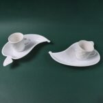 Unibic Ceramic Tea Cups With Plastic Leaf Shape tray / Platter (6 Pcs Set) - Image 8