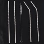 Reusable Stainless Steel Straws Set of 5 (2 Straight straws, 2 Bent straws, 1 Brush) - Image 6