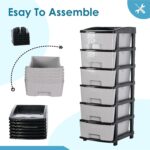 6-Layer Heavy-Duty Plastic Drawer Organizer Cabinet with Stone Texture Drawers - Image 7