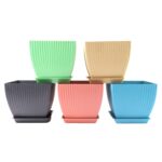 Trendy Square Plastic Flower Pots Set of 5 - Image 5
