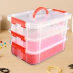 3-Layer Multi-Purpose Transparent Plastic Storage Carry Box with Handle - Image 3