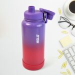 Two Tone Pink Stainless Steel Water Bottle | Copper Coated Vacuum Insulation | Powder Coated | Secure Grip | Leakproof Easy Pour Cap (1000ml) - Image 3