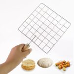 Stainless Steel Square Papad jali, Barbecue Grill Rack with Wooden Handle (1 Pc) - Image 4