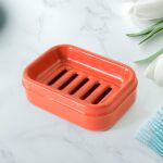 Premium Quality Rectangular Brick Red Plastic Soap Case (1 Pc) - Image 3