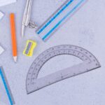 2 Pc Geometry Set – Built-in Pencil Grip + Transparent Plastic Protractor – School Geometry Tools Kit - Image 3