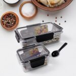 Plastic Kitchen Storage Container Big 800 ML & Small 250 ML with Air Seal Lock Lid & Spoon - Image 7