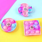 Silicone Pop It Fidget Spinner Keychain Toy (1 Pc)