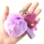 Cute Cartoon Keychain with Fluffy Pom (1 Pc) - Image 3