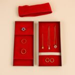 Premium Stainless Steel Velvet Lined Jewellery Storage Box with Lock and Red Interior - Image 3