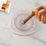 Oblivion Transparent White Ashtray with Cigarette Holder Grooves – Modern Smoke Disposal Tray (1 Pc) - Image 6