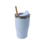 Stainless Steel Insulated Coffee Mug With Wooden Straw (350ml Approx) - Image 4