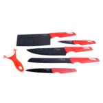 Kitchen Knife Set with Marble-Coated Blades & Red Handles (6 Pc) - Image 5