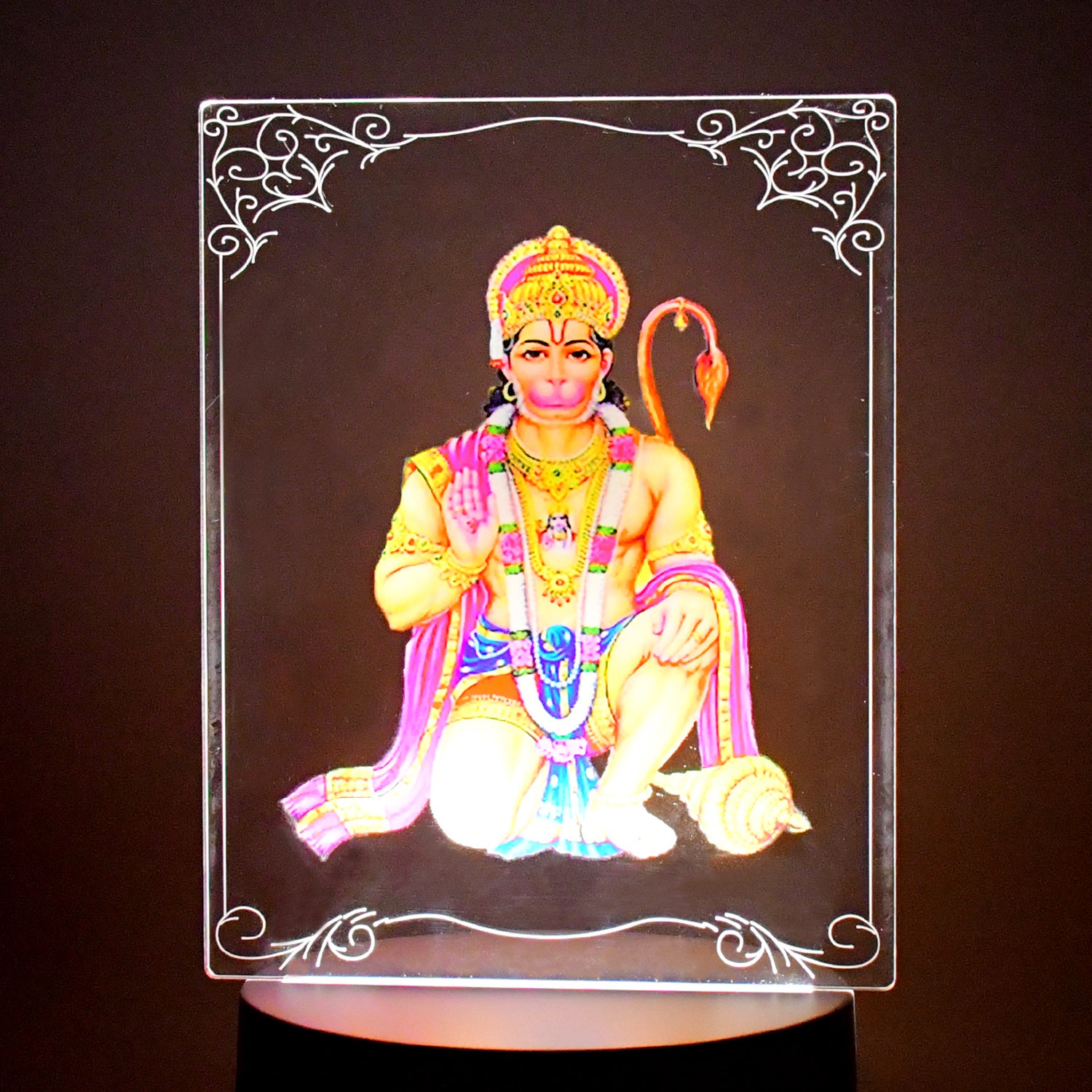 05_7a2f9f3d-f706-4d6a-b211-06505acb8b06 Beautiful 3D Lord Hanuman Frame with soft white light (1 Pc) - Image 1