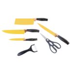 6 Pcs Professional Kitchen Knife Set with Chef Knives, Cleaver, Peeler & Scissors - Image 5