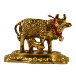Metal Golden Kamdhenu Cow with Calf (1 Pc) - Image 5