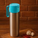 Stainless Steel Fresh Oil Pourer Bottle with Flip Lid and Handle Approx 1000ML (1 Pc) - Image 3