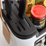 Multifunctional Kitchen Storage Organizer Rack with 6 Spice Containers, Knife & Spoon Holder, and Top Shelf - Image 8