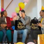 Birthday Gift Bag with Gold Shiny Stars, Reusable Party Gift Bags (1 Pc) - Image 7