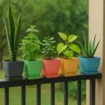 Trendy Square Plastic Flower Pots Set of 5 - Image 4
