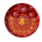 Hand-Painted Decorative Pooja Thali with Ganesha Motif and Diyas - Image 5