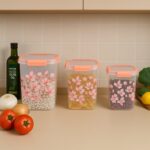 Square 3 Pcs Floral Printed Airtight Storage Container Set – Approx 2.8 Ltr, 4.5 Ltr, 6.9 Ltr (3 Pcs Set) - Image 6