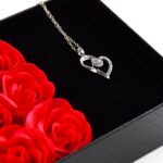Rose Flower Gift Box, Handmade Eternal Rose with I Love You Necklace, Valentine's Day, - Image 4