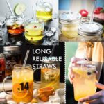 4 Pcs Reusable Glass Straws with 1 Cleaning Brushes - Image 6