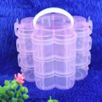 3-Layer Transparent Plastic Flower-Shaped Storage Box with 9 Grids - Image 3