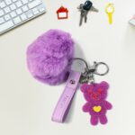 Cute Cartoon Keychain with Fluffy Pom (1 Pc) - Image 4