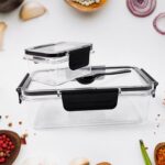 Plastic Kitchen Storage Container Big 800 ML & Small 250 ML with Air Seal Lock Lid & Spoon - Image 3