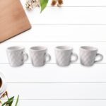 Unibic Ceramic Tea Cups With Plastic Leaf Shape tray / Platter (6 Pcs Set) - Image 3