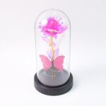 LED Decorative Rose with Butterfly in Transparent Plastic Dome (1 Pc / Battery Not Included) - Image 5